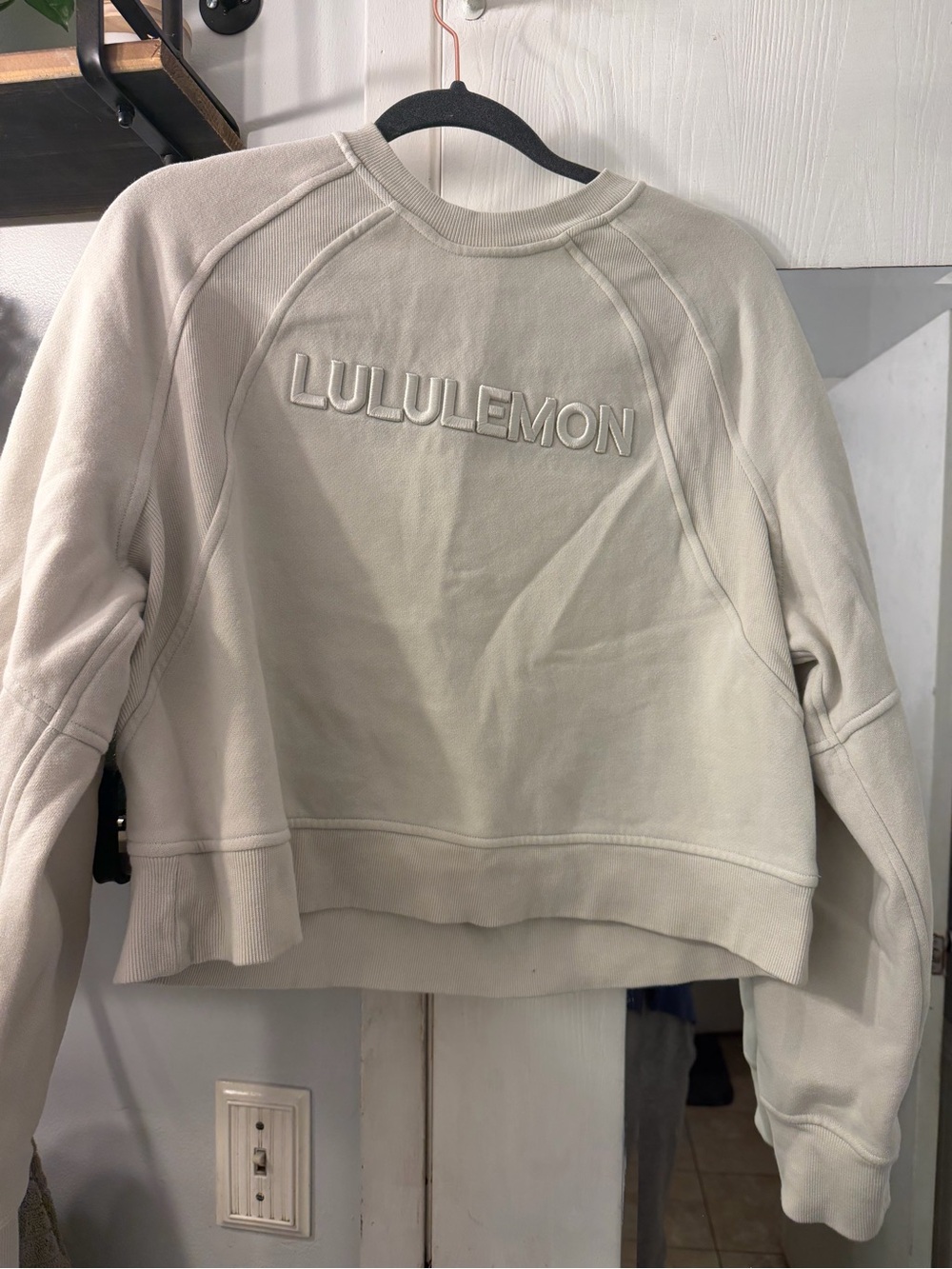 lululemon athletica Cream Embroidered Logo Crew Sweatshirt